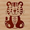 Cute Sitting Tiger Cub Graphic A sitting tiger cub with big eyes and fur, depicted in vector format as a digital graphic.