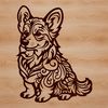 Welsh Corgi Illustration in Detailed Line Art A stylized illustration of a sitting Welsh Corgi in ornate detail.