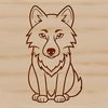 Sitting Wolf Clip Art SVG A sitting wolf, depicted in vector format with detailed fur texture.