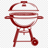 Classic Outdoor Grill Illustration Illustration of a classic outdoor barbecue grill with sizzling food and utensils.