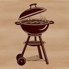 A grilling station with sizzling food on the grill and utensils nearby, ideal for clipping or cutting out.