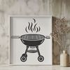 Grilled to Perfection Vector Design A vector illustration of a BBQ grill with smoke rising from the burners.