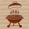 Summer Grill Vector Illustration A vector illustration of a grill with cooking food, suitable for digital designs.