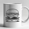Food Illustration Vector A stylized illustration of a classic cheeseburger with a beef patty, lettuce, tomato, and cheese on a toasted bun.