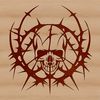 Thorn-Crowned Skull Design A detailed illustration of a skull surrounded by thorns, suitable as a design element in various digital formats.