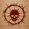 Horror-Inspired SVG Design for Tattoo Lovers An illustration of a skull adorned with thorns in a horror-inspired design.