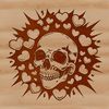 A stylized skull design featuring love hearts, suitable for vector art and cutting machine projects.