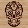 A stylized illustration of a skull designed for various uses including tattoo designs, clip art, and vector art.