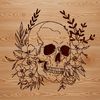 Floral Patterned Skull Design A detailed illustration of a skull with floral patterns.