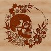 A stylized skull illustration in floral pattern, suitable for digital crafting and design projects.