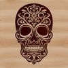 A detailed vector illustration of a skull for tattoo design inspiration.