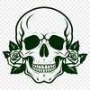 Gothic Floral Skull Illustration An illustration of a Gothic-inspired skull adorned with floral elements and decorative motifs.