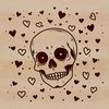 Stylized Love Skull Design A stylized skull with love hearts embedded in the design, suitable for various crafting and design applications.