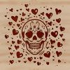 Love-Themed Skull Design SVG A stylized skull design adorned with love hearts, ideal for Halloween-themed projects and designs.