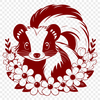Wild Skunk in a Floral Garden A simple illustration of a skunk amidst a floral pattern.