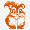 Cartoon Skunk Surrounded by Nature A cartoon skunk sitting on the ground with a book in front of it, surrounded by natural elements.