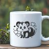 Skunk with Heartfelt Design A vector illustration of a skunk with heart symbols surrounding it.