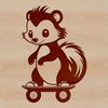 Cute Cartoon Skunk on a Skateboard A cartoon skunk character standing on its hind legs with a skateboard next to it.