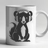 Cartoon Skunk in Headphones A cartoon skunk wearing headphones, set against a simple background.