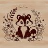 Wildlife Illustration - Skunk in Floral Pattern A black and white illustration of a skunk in a floral pattern.