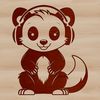 Wildlife Illustration with Headphones A stylized illustration of a skunk animal wearing headphones.
