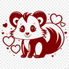 Whimsical Wild Animal Graphics A cartoon skunk with love hearts, designed as a vector graphic.
