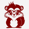 Playful Skunk Cartoon Character A cartoon skunk character wearing glasses in a playful pose.