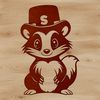 A vector illustration of a skunk wearing a hat, suitable for various uses such as crafting and digital design.