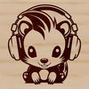 Cute Skunk Wearing Headphones Illustration A digital illustration of a skunk with headphones on its head.