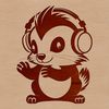 Wild Skunk in Style An illustration of a wild skunk wearing headphones, depicted in simple vector lines.