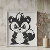 Wildlife Illustration - Skunk Animal Design A detailed illustration of a skunk animal with distinctive black and white markings.