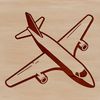 A stylized illustration of an airplane in a clean vector format.