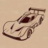 Racing car vector design with bold lines and curves, ideal for use in digital projects.