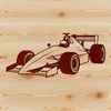 A sleek, high-performance racing car with bold lines and aerodynamic features.