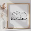 Vector Capybara in Rest Mode Illustration of a capybara in a sleeping position, suitable for vector graphics and digital design.