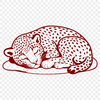Spotted Feline Relaxation A sleeping big cat with spots lies on its side, depicted in vector format.