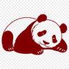 A realistic digital illustration of a sleeping panda in a natural environment.