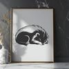 Wild Animal Illustration in Rest Mode Illustration of a sleeping skunk in a realistic style, suitable for use as clip art or vector design element.