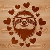 Adorable Cartoon Sloth with Hearts A cartoon sloth with love hearts surrounding its head, suitable for digital craft projects.