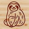 Cute Line Art Animal Figure A simple line drawing of a sloth in a hanging position.