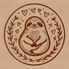 A sloth with love hearts, illustrated in vector format as a digital graphic.