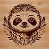 Detailed SVG Animal Clip Art Image A sloth's head is prominently featured in this detailed vector illustration.