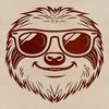 Relaxing Sloth Design A sloth wearing sunglasses sits on a branch, illustrated in a vector design.