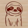 An SVG graphic design featuring a relaxed sloth in a natural environment.