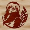 A detailed illustration of a sloth, suitable for cutting out with a Cricut or laser cutter.