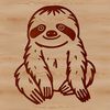 A simple line drawing of a sloth in various positions.