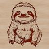 An illustration of a sloth in a relaxed pose.