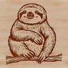 A sloth perched on a branch, depicted as a vector graphic.