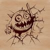Monster Mayhem Cartoon Illustration A cartoon monster is shown smashing through a brick wall with force.