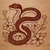 Snake Wrapped in Floral Delight A detailed illustration of a snake wrapped around a floral pattern.